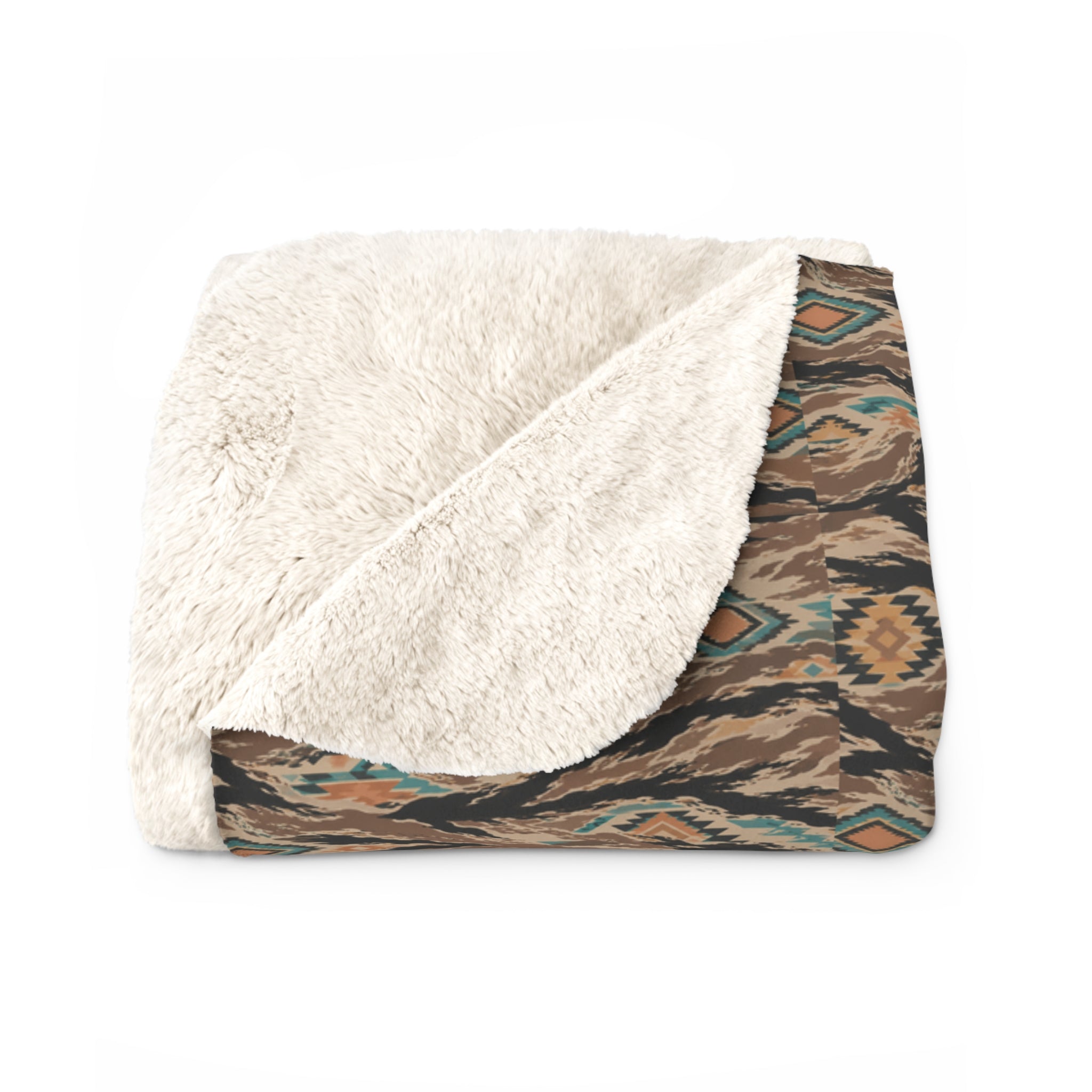 Southwestern Sherpa Blanket — Rustic Aztec Fleece Throw