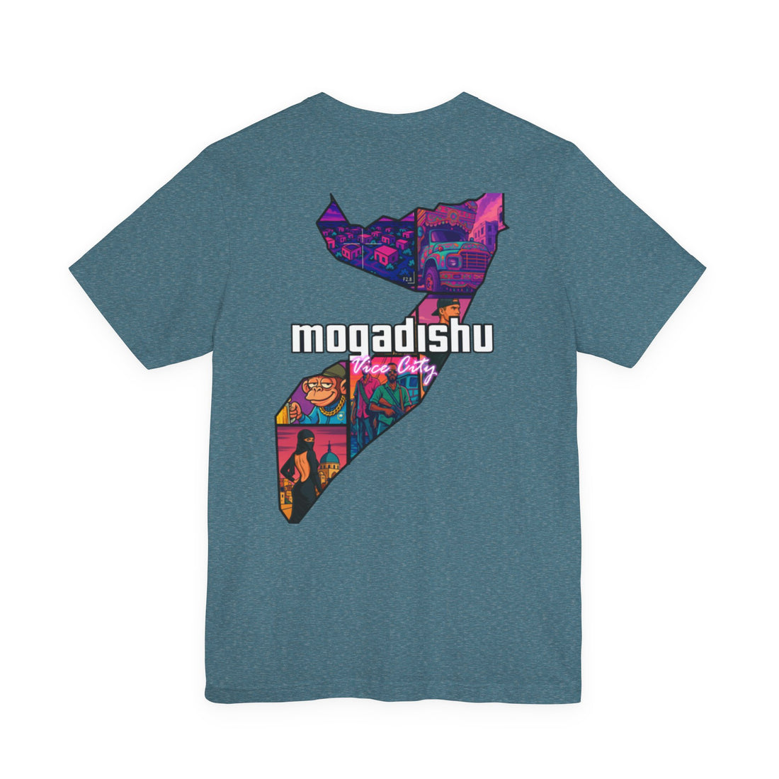 Somalia Map Graphic Tee — "Mogadishu Your City" Colorful Back Print