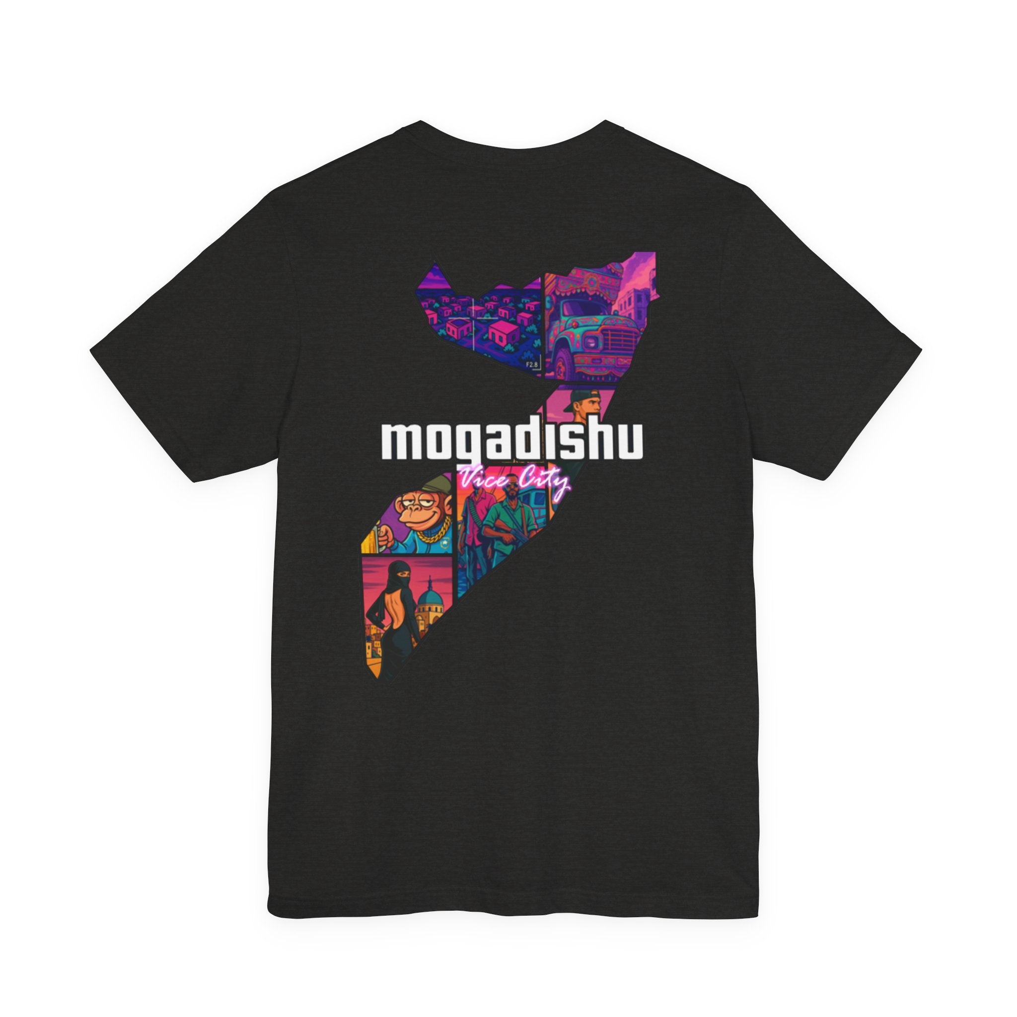Somalia Map Graphic Tee — "Mogadishu Your City" Colorful Back Print