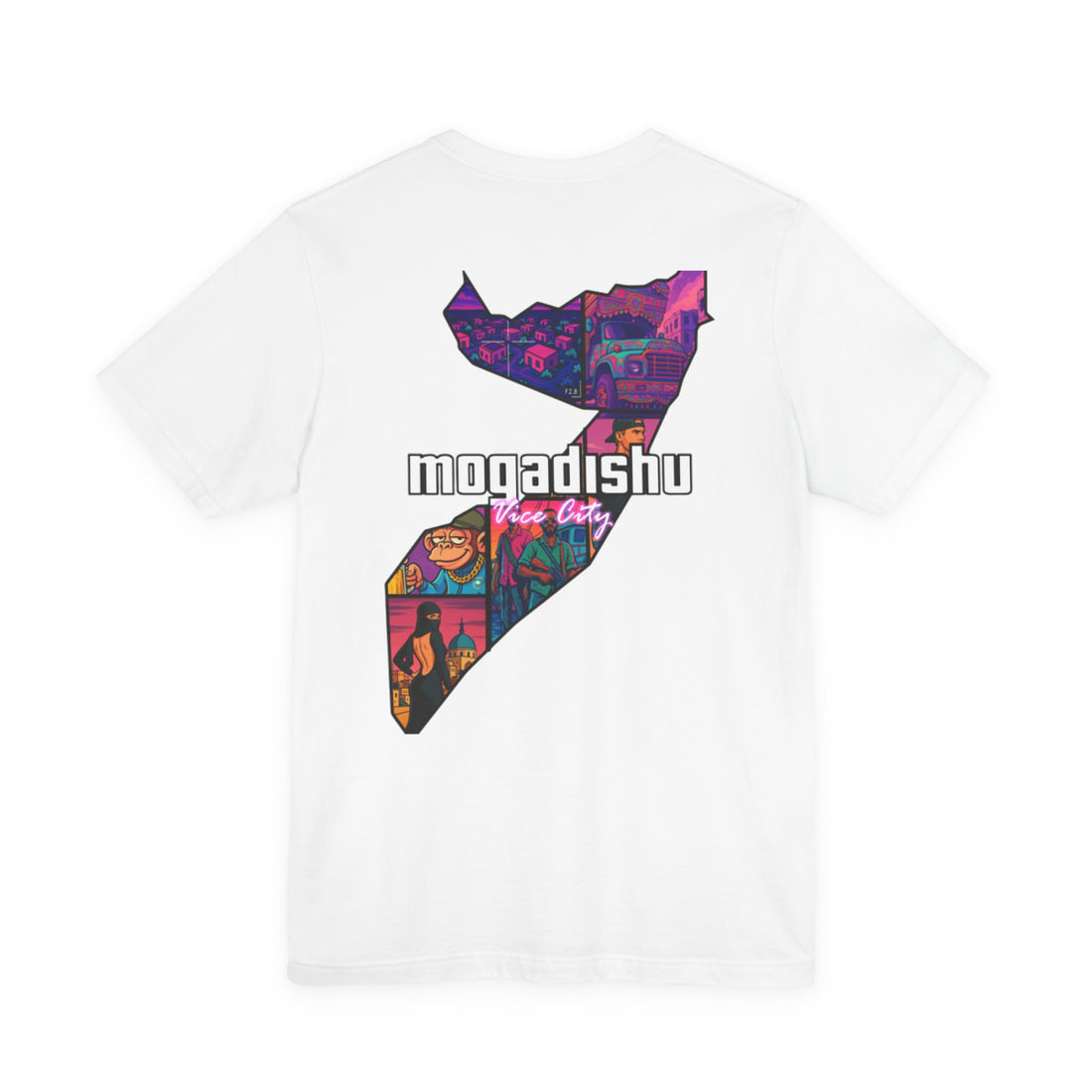 Somalia Map Graphic Tee — "Mogadishu Your City" Colorful Back Print