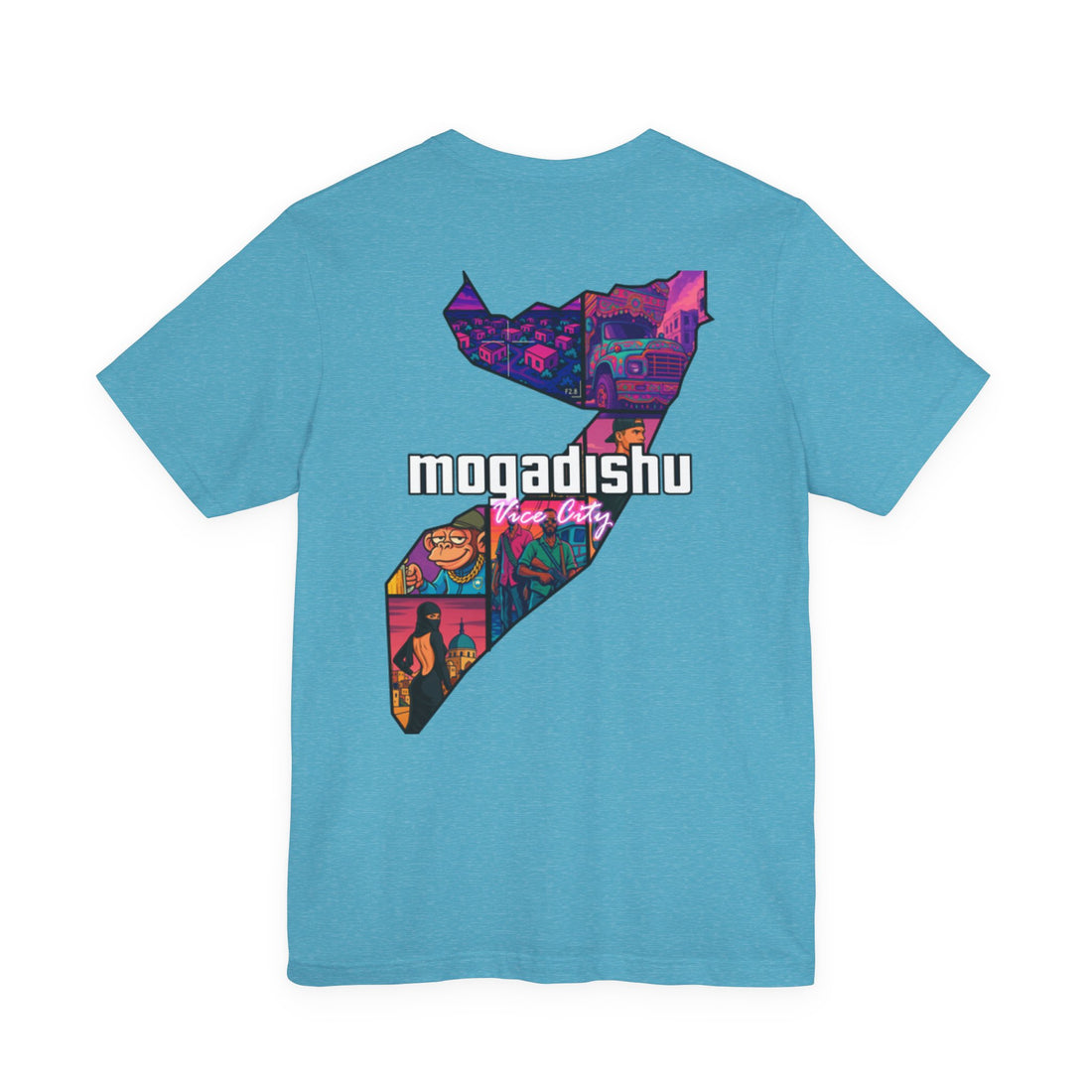 Somalia Map Graphic Tee — "Mogadishu Your City" Colorful Back Print