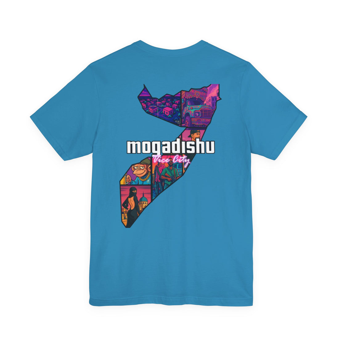 Somalia Map Graphic Tee — "Mogadishu Your City" Colorful Back Print